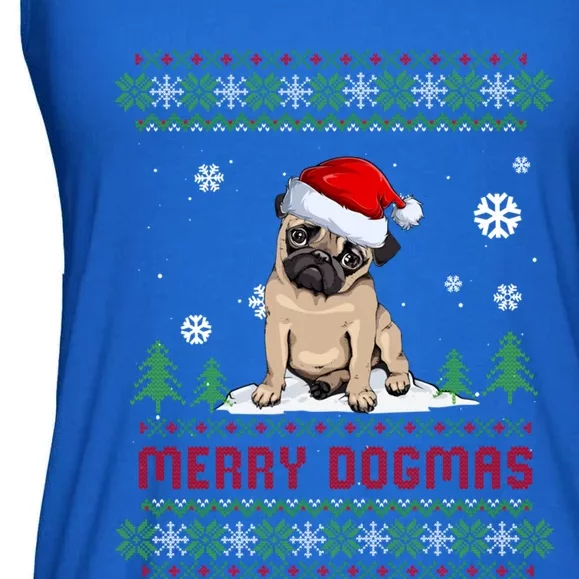 Funny Merry Dogmas Frenchie Santa Hat Ugly Christmas Sweater Gift Ladies Essential Flowy Tank