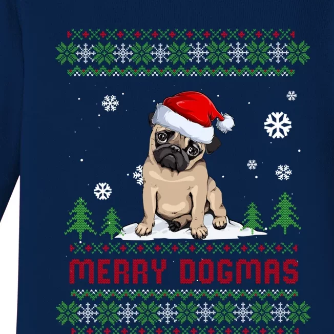 Funny Merry Dogmas Frenchie Santa Hat Ugly Christmas Sweater Gift Baby Long Sleeve Bodysuit