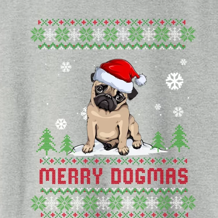 Funny Merry Dogmas Frenchie Santa Hat Ugly Christmas Sweater Gift Women's Crop Top Tee