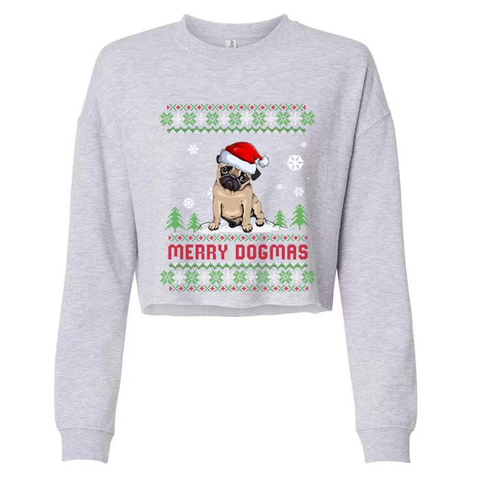 Funny Merry Dogmas Frenchie Santa Hat Ugly Christmas Sweater Gift Cropped Pullover Crew