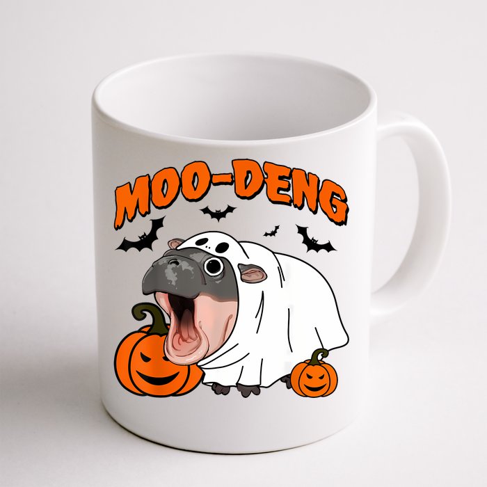 Funny Moo Deng Halloween Boo Ghost Costume Moodeng Lover Front & Back Coffee Mug