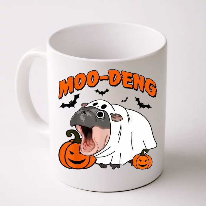 Funny Moo Deng Halloween Boo Ghost Costume Moodeng Lover Front & Back Coffee Mug