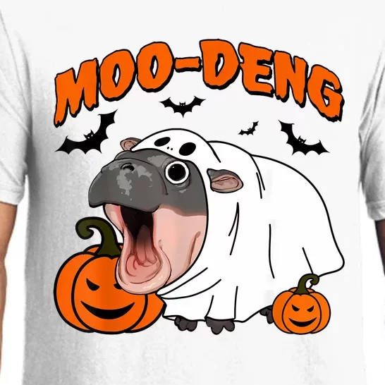 Funny Moo Deng Halloween Boo Ghost Costume Moodeng Lover Pajama Set