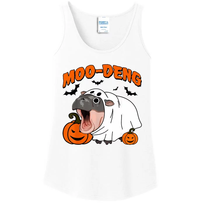 Funny Moo Deng Halloween Boo Ghost Costume Moodeng Lover Ladies Essential Tank