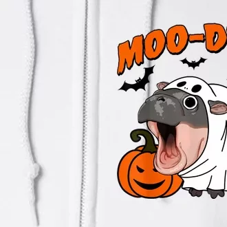 Funny Moo Deng Halloween Boo Ghost Costume Moodeng Lover Full Zip Hoodie