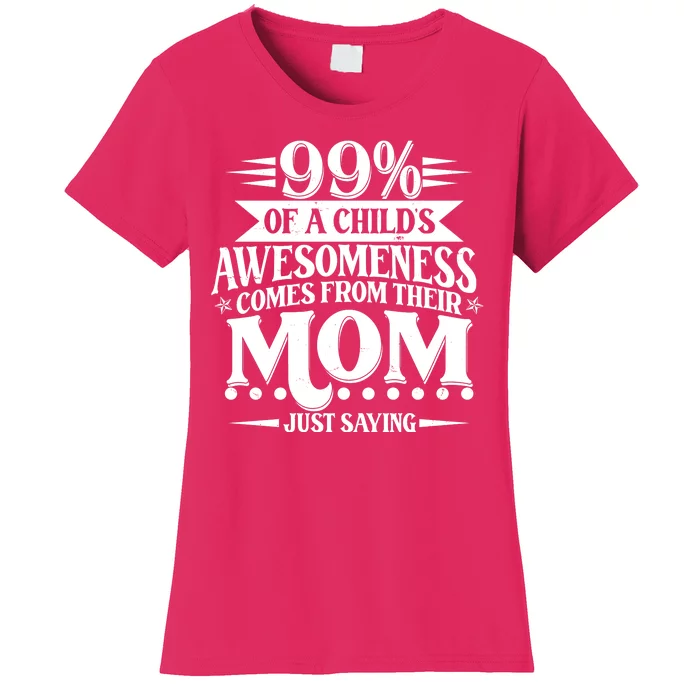 Funny Mothers Day 99 Percent Of A Childs Awesomeness Comes From Their Mom Women's T-Shirt