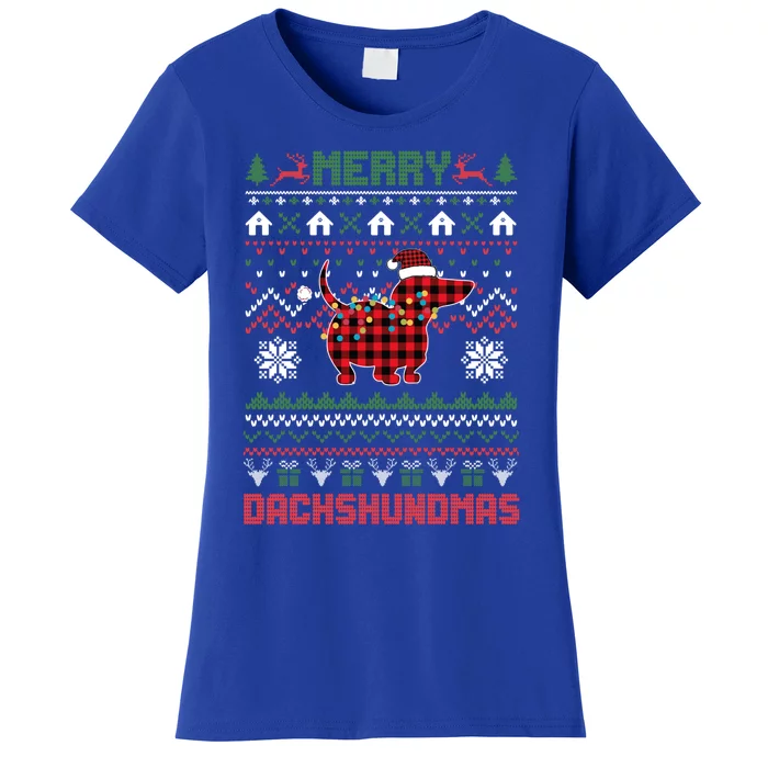 Funny Merry Dachshundmas Ugly Christmas Sweater Dachshund Meaningful Gift Women's T-Shirt