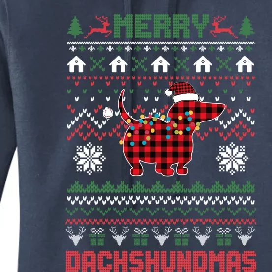 Funny Merry Dachshundmas Ugly Christmas Sweater Dachshund Meaningful Gift Women's Pullover Hoodie