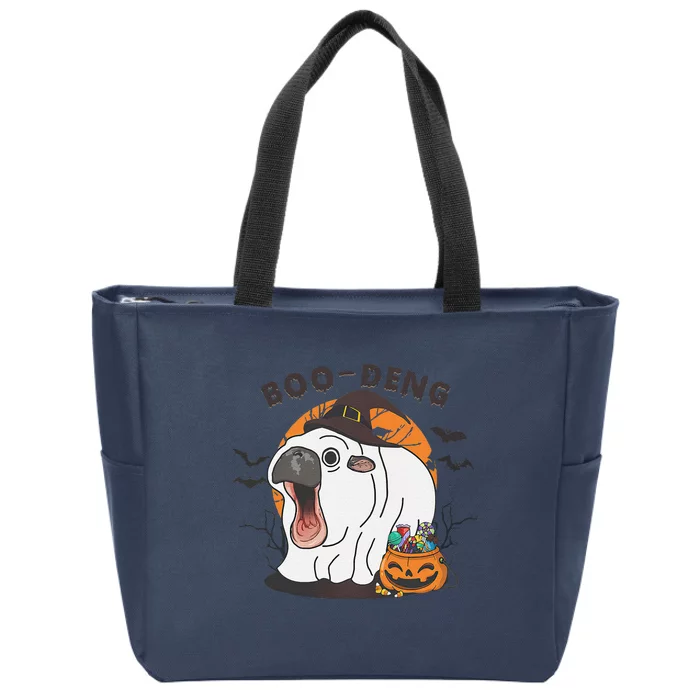 Funny Moo Deng Pumpkin Halloween Costumes Pygmy Hippopotamus Gift Zip Tote Bag