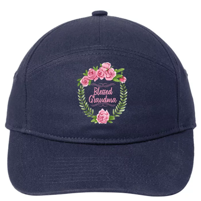 Floral Mothers Day Meaningful Gift With Blessed Grandma Design Meaningful Gift 7-Panel Snapback Hat