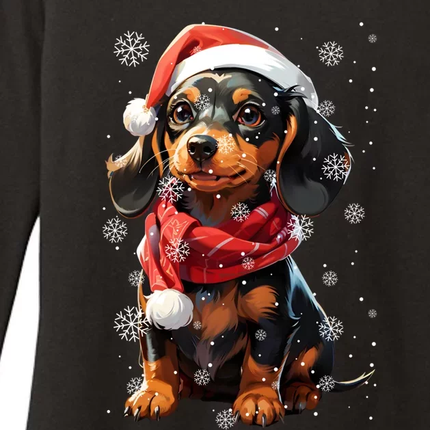 Funny Merry Doxie Christmas Dachshund Xmas Pajama Gift Womens CVC Long Sleeve Shirt