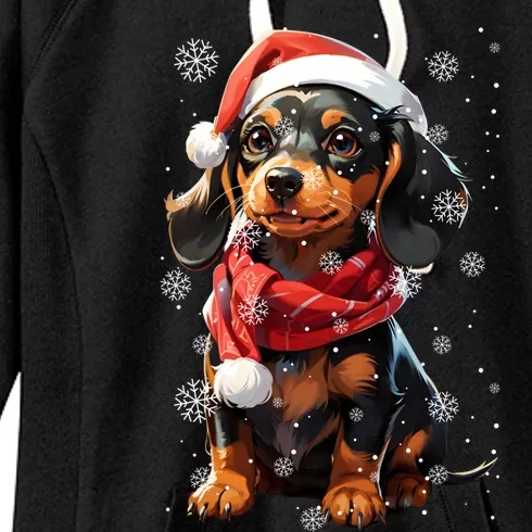 Funny Merry Doxie Christmas Dachshund Xmas Pajama Gift Women's Fleece Hoodie