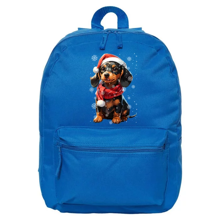 Funny Merry Doxie Christmas Dachshund Xmas Pajama Gift 16 in Basic Backpack