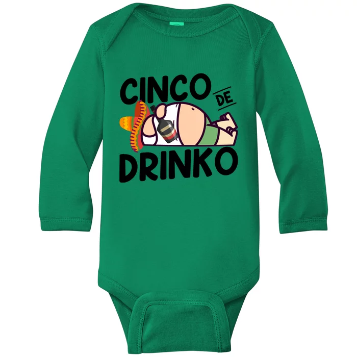 Fat Man Drinking Cinco De Mayo T Baby Long Sleeve Bodysuit