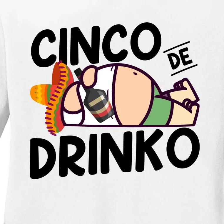 Fat Man Drinking Cinco De Mayo T Ladies Long Sleeve Shirt