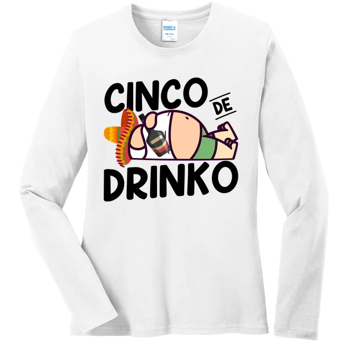 Fat Man Drinking Cinco De Mayo T Ladies Long Sleeve Shirt