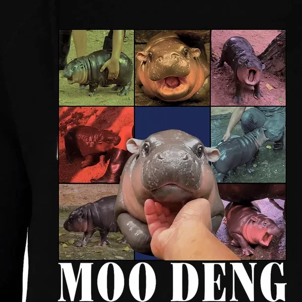 Funny Moo Deng Baby Pygmy Hippo Cute Zoo For Family Womens Funnel Neck Pullover Hood