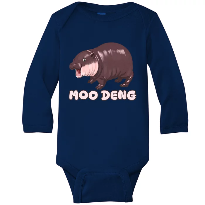 Funny Moo Deng Bouncy Pig The Cute Baby Baby Long Sleeve Bodysuit