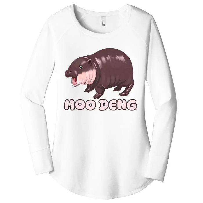 Funny Moo Deng Bouncy Pig The Cute Baby Women's Perfect Tri Tunic Long Sleeve Shirt