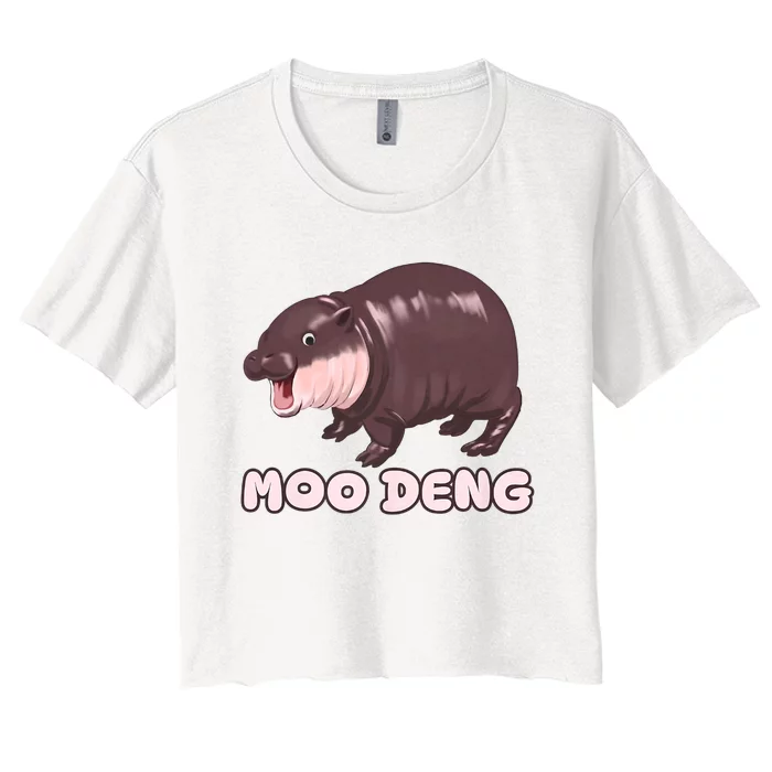 Funny Moo Deng Bouncy Pig The Cute Baby Women's Crop Top Tee