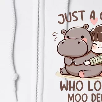 Funny Moo Deng Quote Just A Girl Who Loves Moo Deng Cool Full Zip Hoodie