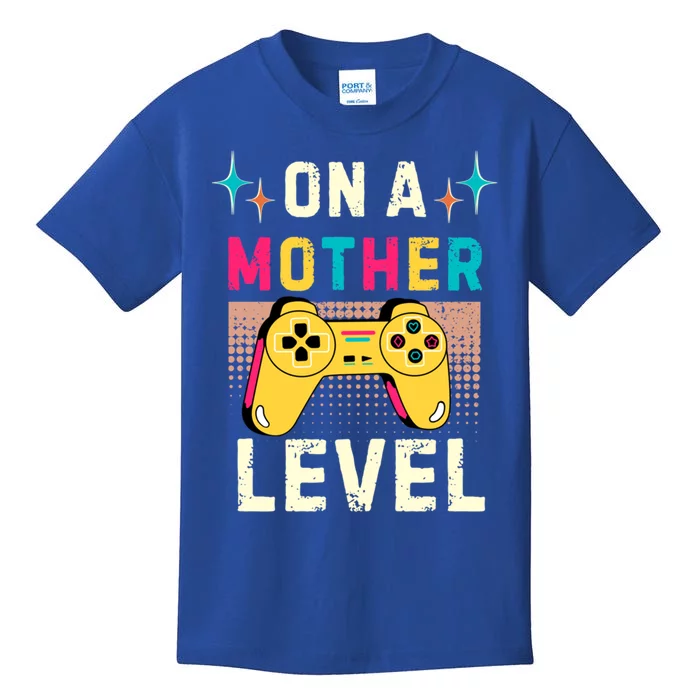 Funny Mothers Day Gamer Mom Gaming On A Mother Level Up Game Gift Kids T-Shirt