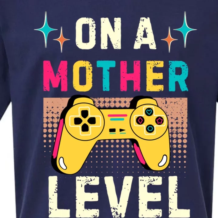 Funny Mothers Day Gamer Mom Gaming On A Mother Level Up Game Gift Sueded Cloud Jersey T-Shirt