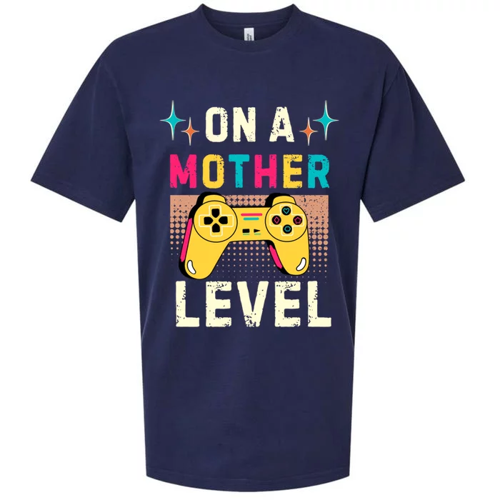 Funny Mothers Day Gamer Mom Gaming On A Mother Level Up Game Gift Sueded Cloud Jersey T-Shirt