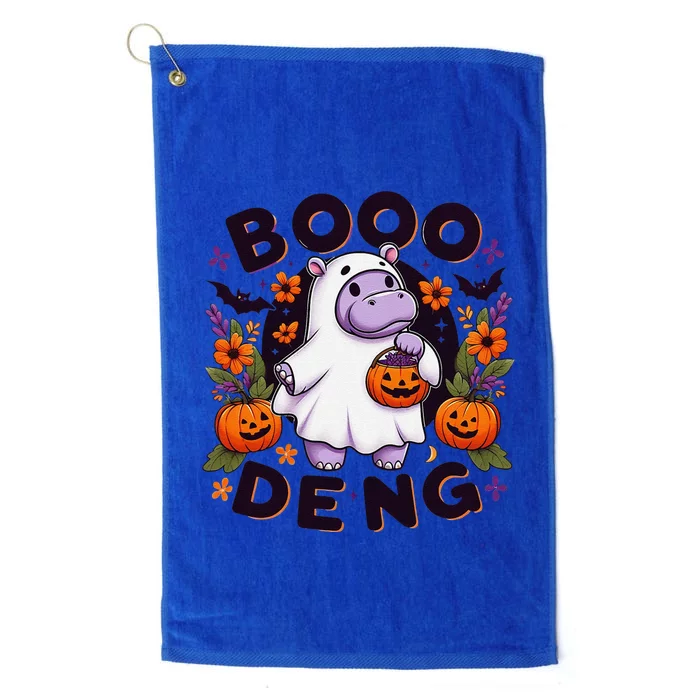 Funny Moo Deng Cute Baby Pygmy Hippo Pig Thai Halloween Platinum Collection Golf Towel