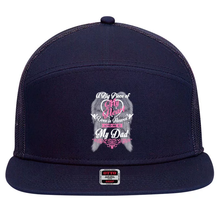 For My Dad Is My Guardian Angel He Watches Over My Back Cute Gift 7 Panel Mesh Trucker Snapback Hat