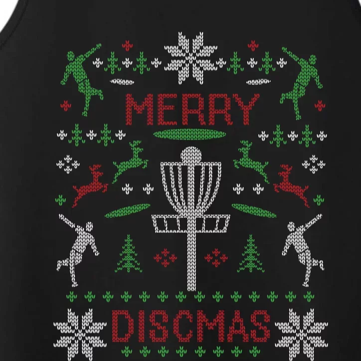 Funny Merry Discmas Disc Golf Ugly Christmas Sweater Design Gift Performance Tank