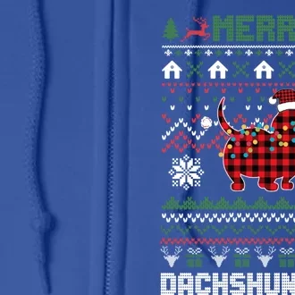 Funny Merry Dachshundmas Ugly Christmas Sweater Dachshund Gift Full Zip Hoodie