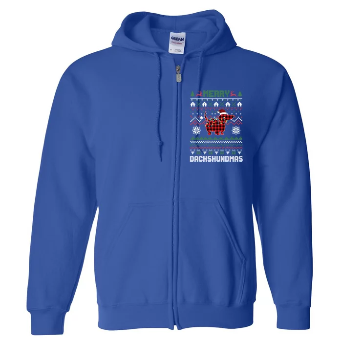 Funny Merry Dachshundmas Ugly Christmas Sweater Dachshund Gift Full Zip Hoodie