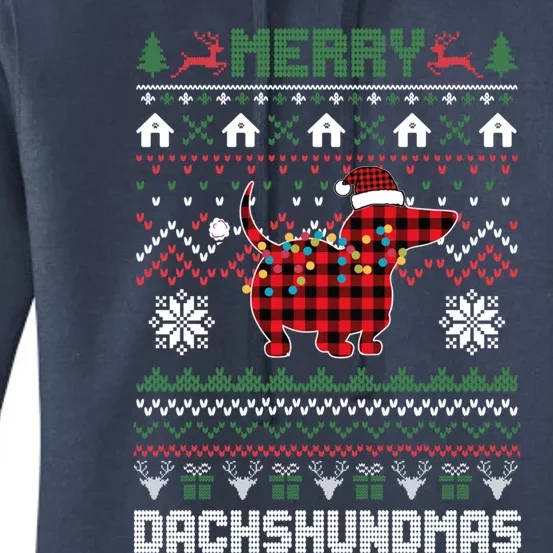 Funny Merry Dachshundmas Ugly Christmas Sweater Dachshund Gift Women's Pullover Hoodie