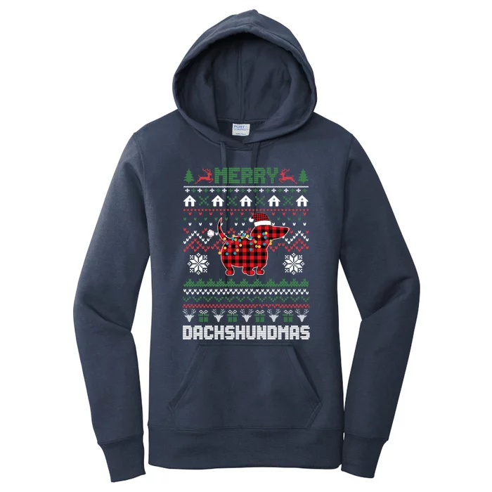 Funny Merry Dachshundmas Ugly Christmas Sweater Dachshund Gift Women's Pullover Hoodie