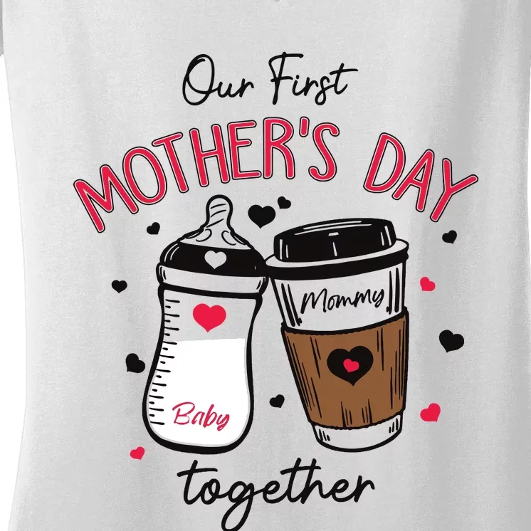 First Mothers Day Gift For Baby 2024 Our First Mothers Day Women's V-Neck T-Shirt