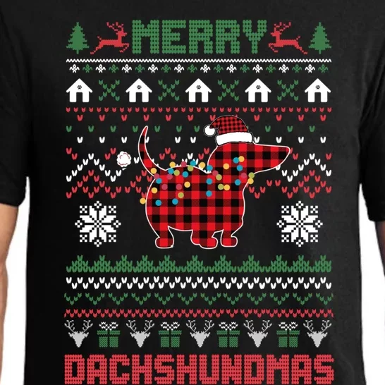 Funny Merry Dachshundmas Ugly Christmas Sweater Dachshund Great Gift Pajama Set