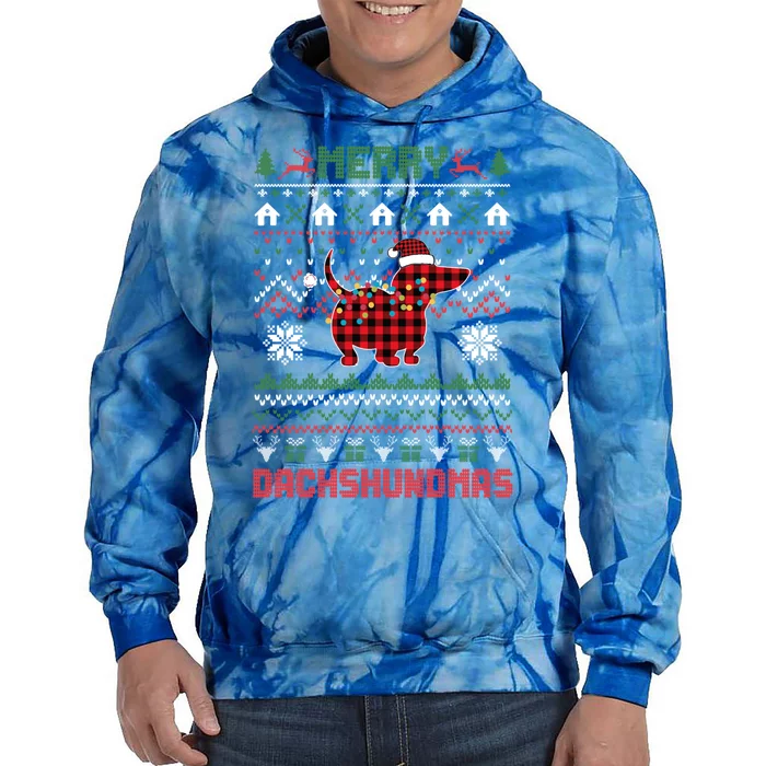 Funny Merry Dachshundmas Ugly Christmas Sweater Dachshund Great Gift Tie Dye Hoodie