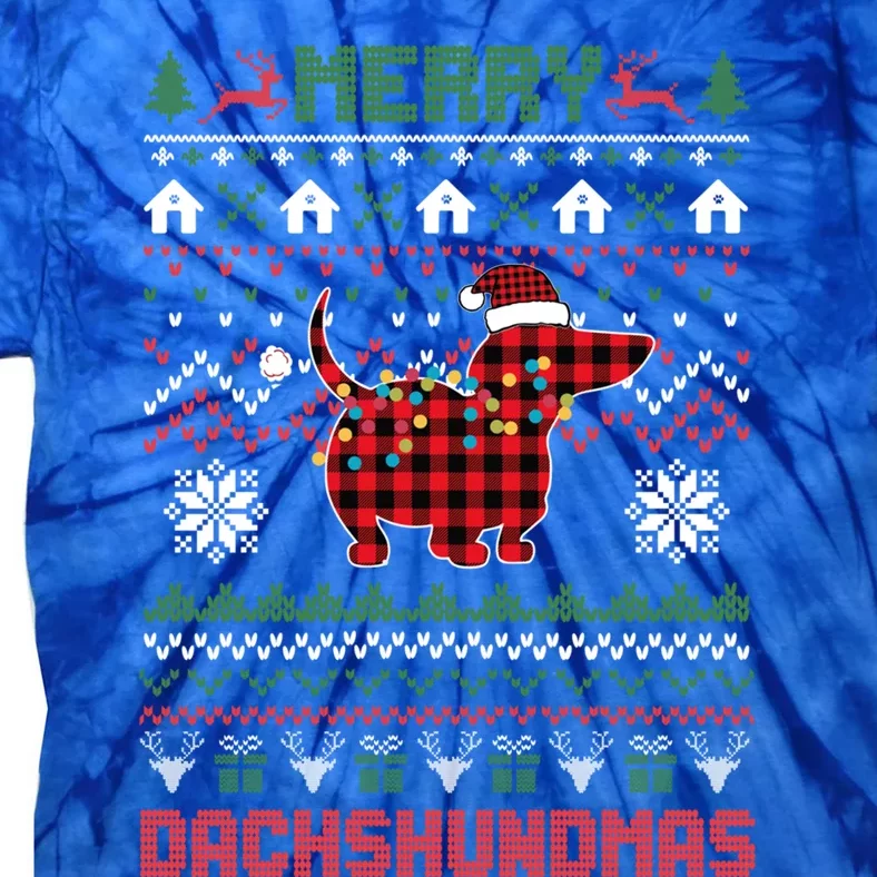 Funny Merry Dachshundmas Ugly Christmas Sweater Dachshund Great Gift Tie-Dye T-Shirt