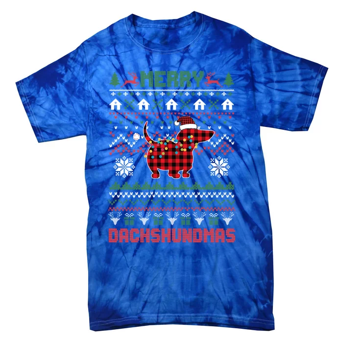 Funny Merry Dachshundmas Ugly Christmas Sweater Dachshund Great Gift Tie-Dye T-Shirt