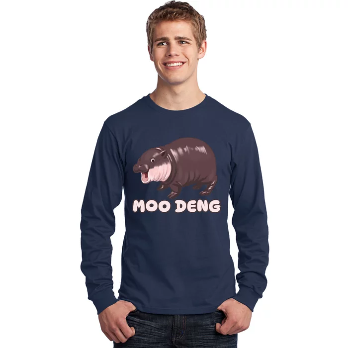 Funny Moo Deng Bouncy Pig The Cute Baby Hippo Moo Deng Long Sleeve Shirt