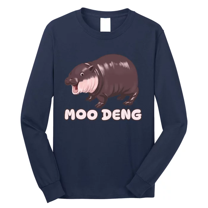 Funny Moo Deng Bouncy Pig The Cute Baby Hippo Moo Deng Long Sleeve Shirt