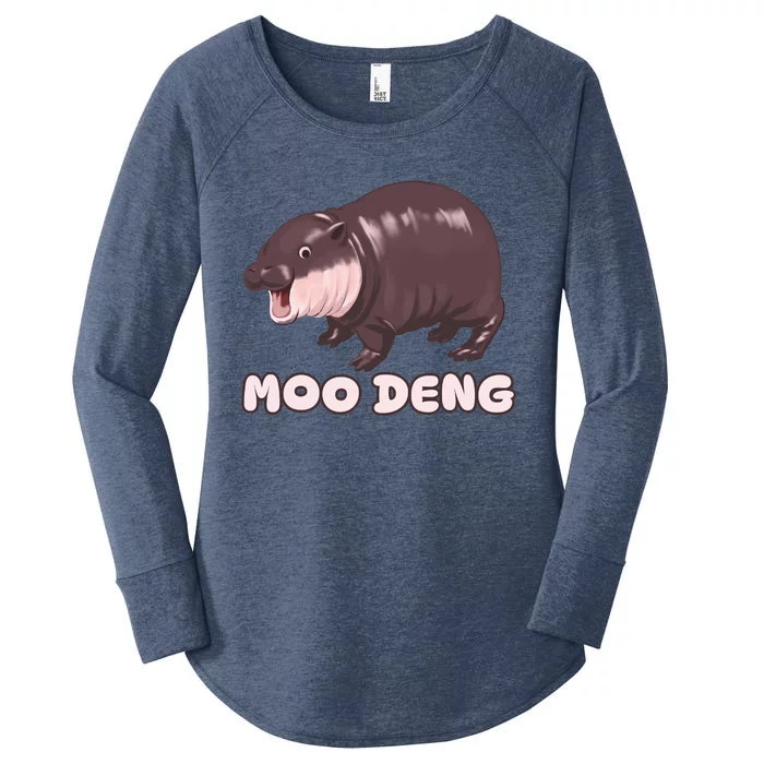 Funny Moo Deng Bouncy Pig The Cute Baby Hippo Moo Deng Women's Perfect Tri Tunic Long Sleeve Shirt