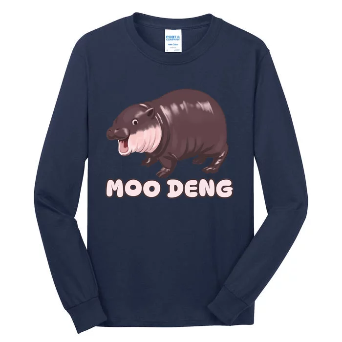 Funny Moo Deng Bouncy Pig The Cute Baby Hippo Moo Deng Tall Long Sleeve T-Shirt