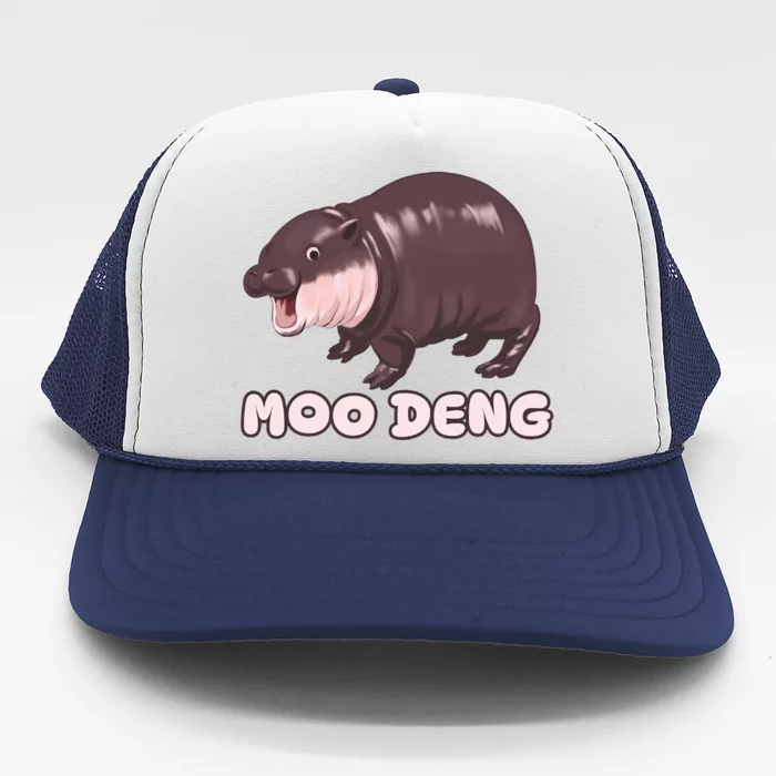 Funny Moo Deng Bouncy Pig The Cute Baby Hippo Moo Deng Trucker Hat