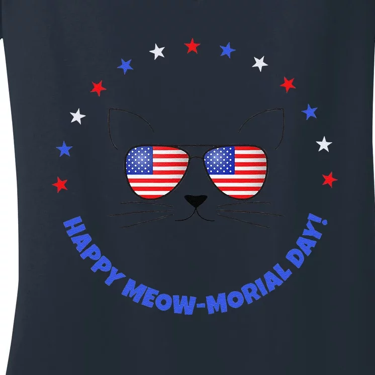 Funny Memorial Day Cat MEOWMorial Day Gift Women's V-Neck T-Shirt