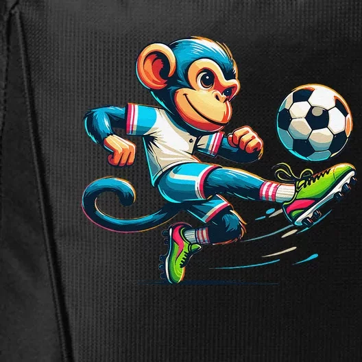 Funny Monkey Design Monkey Playing Soccer City Backpack