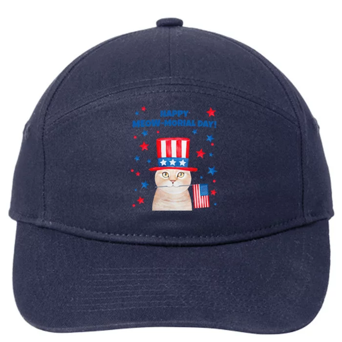 Funny Memorial Day Cat MEOWMorial Day 7-Panel Snapback Hat