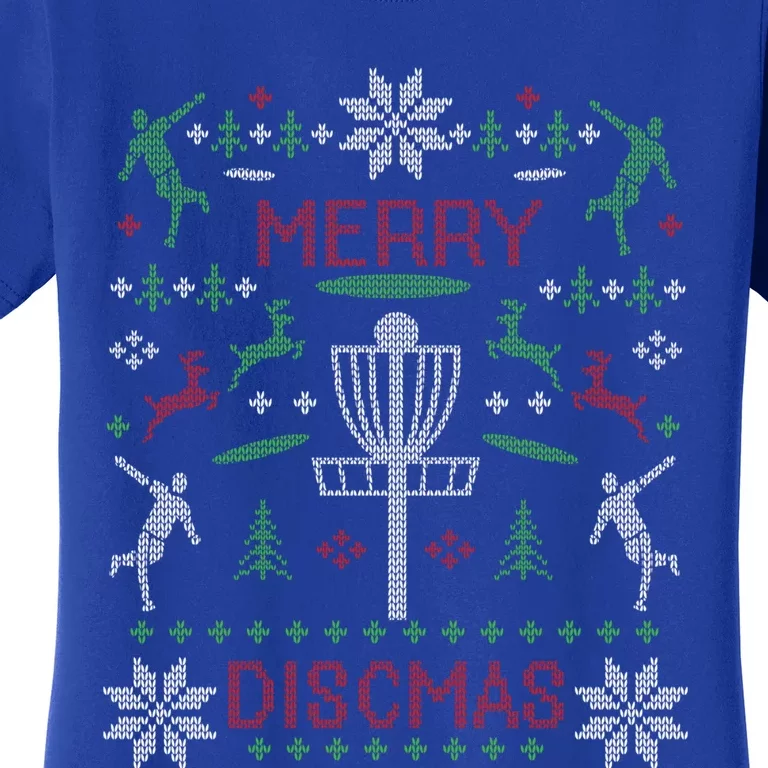 Funny Merry Discmas Disc Golf Ugly Christmas Sweater Design Gift Women's T-Shirt