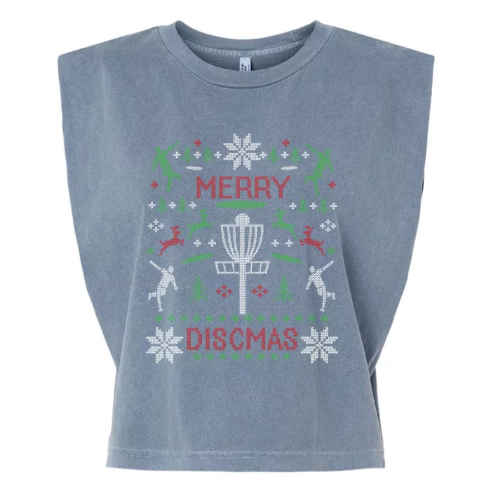 Funny Merry Discmas Disc Golf Ugly Christmas Sweater Design Gift Garment-Dyed Women's Muscle Tee